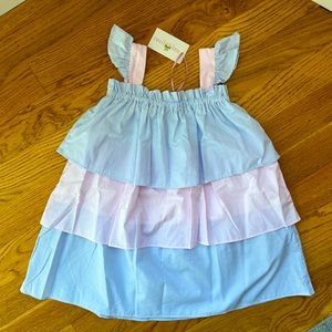 NEW NWT Cecil & Lou pink & blue mini stripe ruffle dress size 8